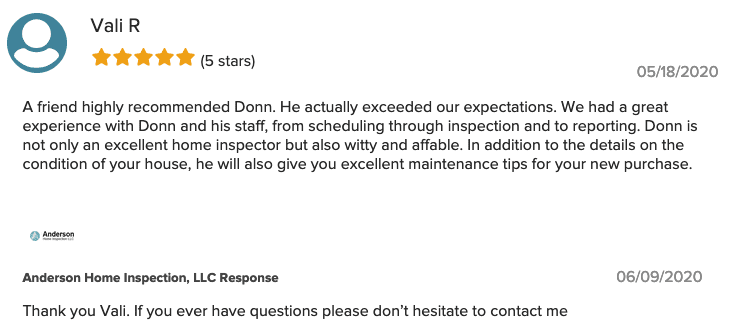 BBB Review Milwaukee Waukesha Donn Anderson Home Inspection