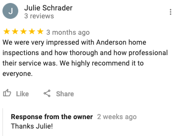 Home Inspector Google Review Milwaukee Waukesha Donn Anderson Home Inspection